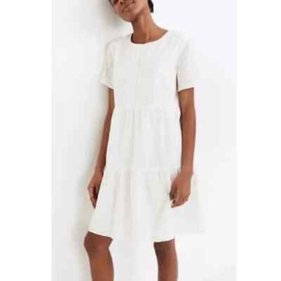 Madewell Dresses & Skirts - Madewell Embroidered Eyelet Button-Front Tiered Mini Dress Women Ivory XXS